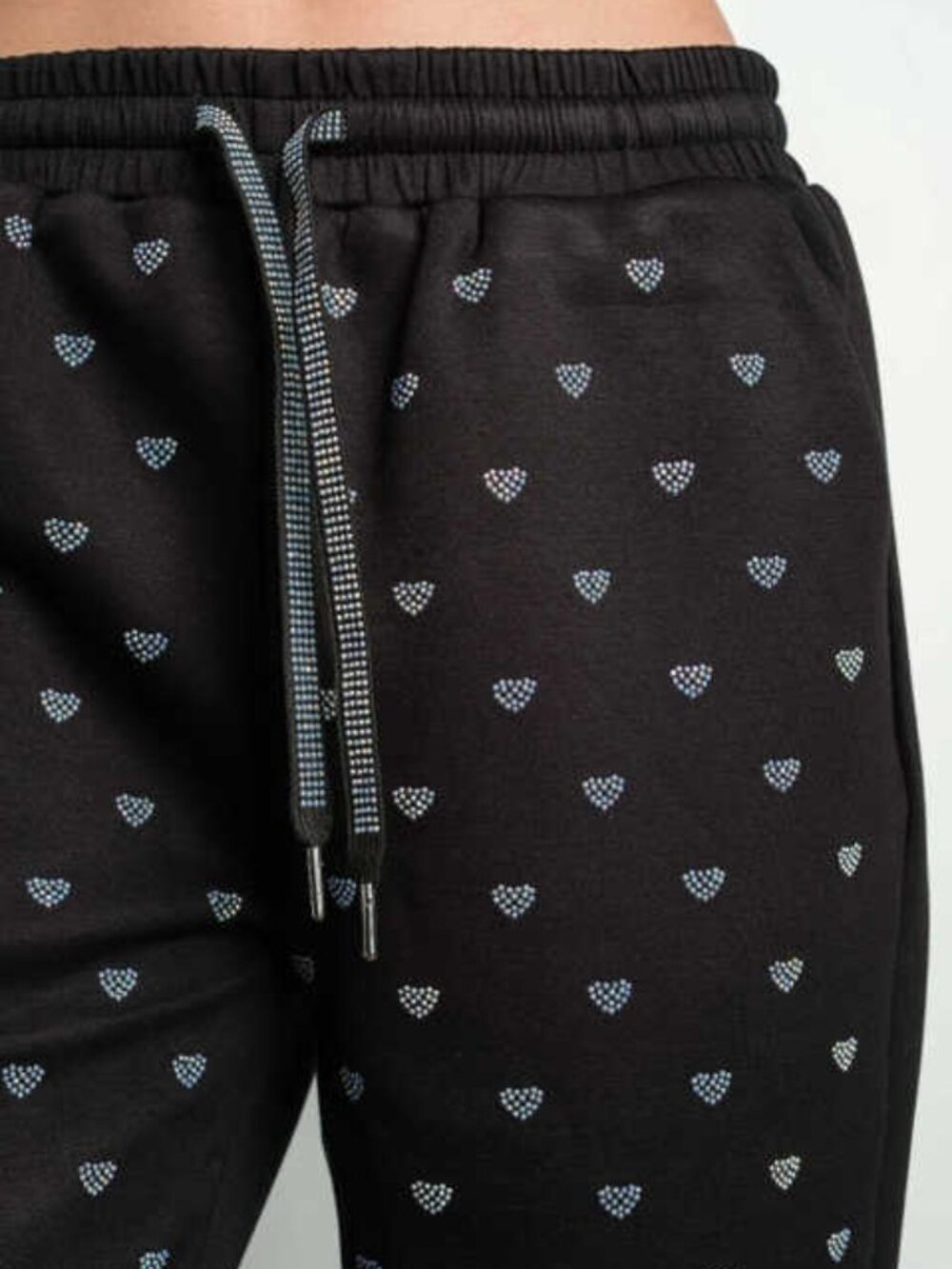 Rhinestone Hearts Elastic Waist Sweatpants Joggers